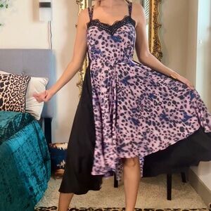 Koche Collective Purple Leopard Gothic Midi Dress Size FR 32